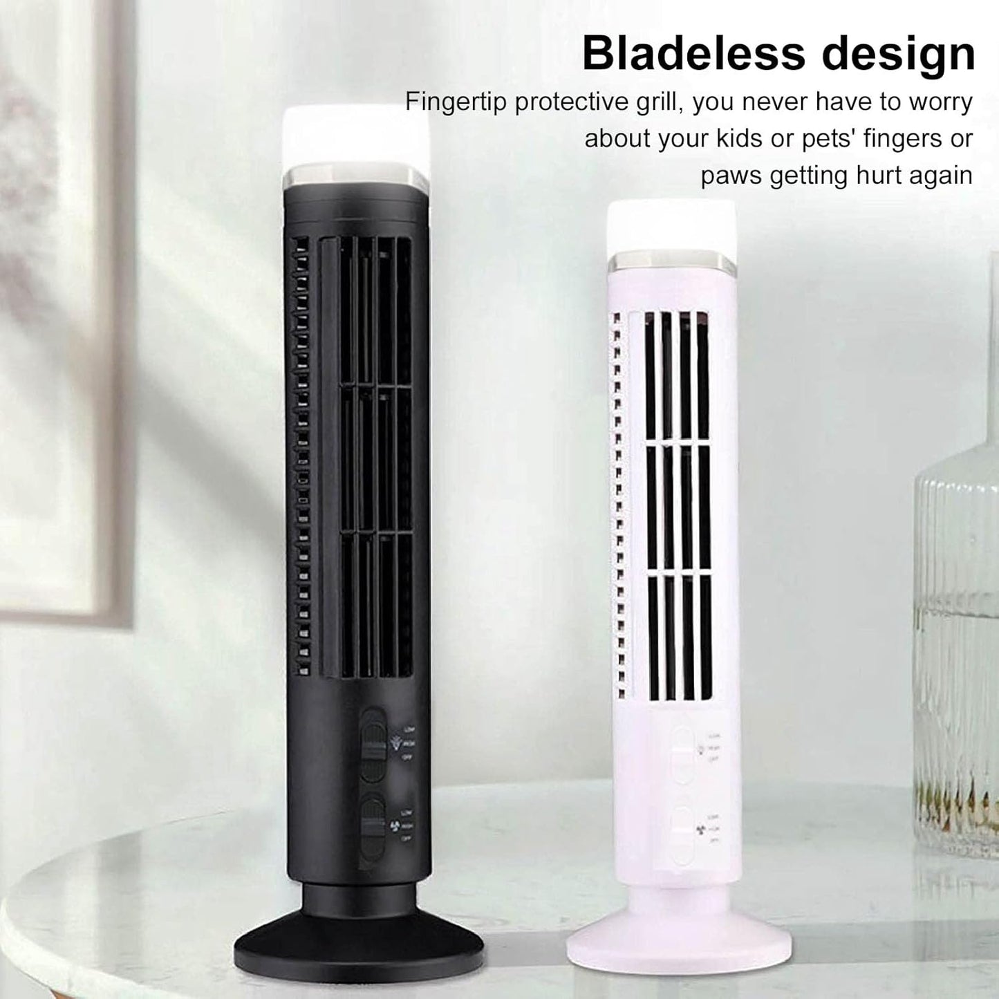 Tower fan with lamp